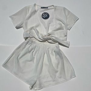 White Fox Wrap Front Romper
